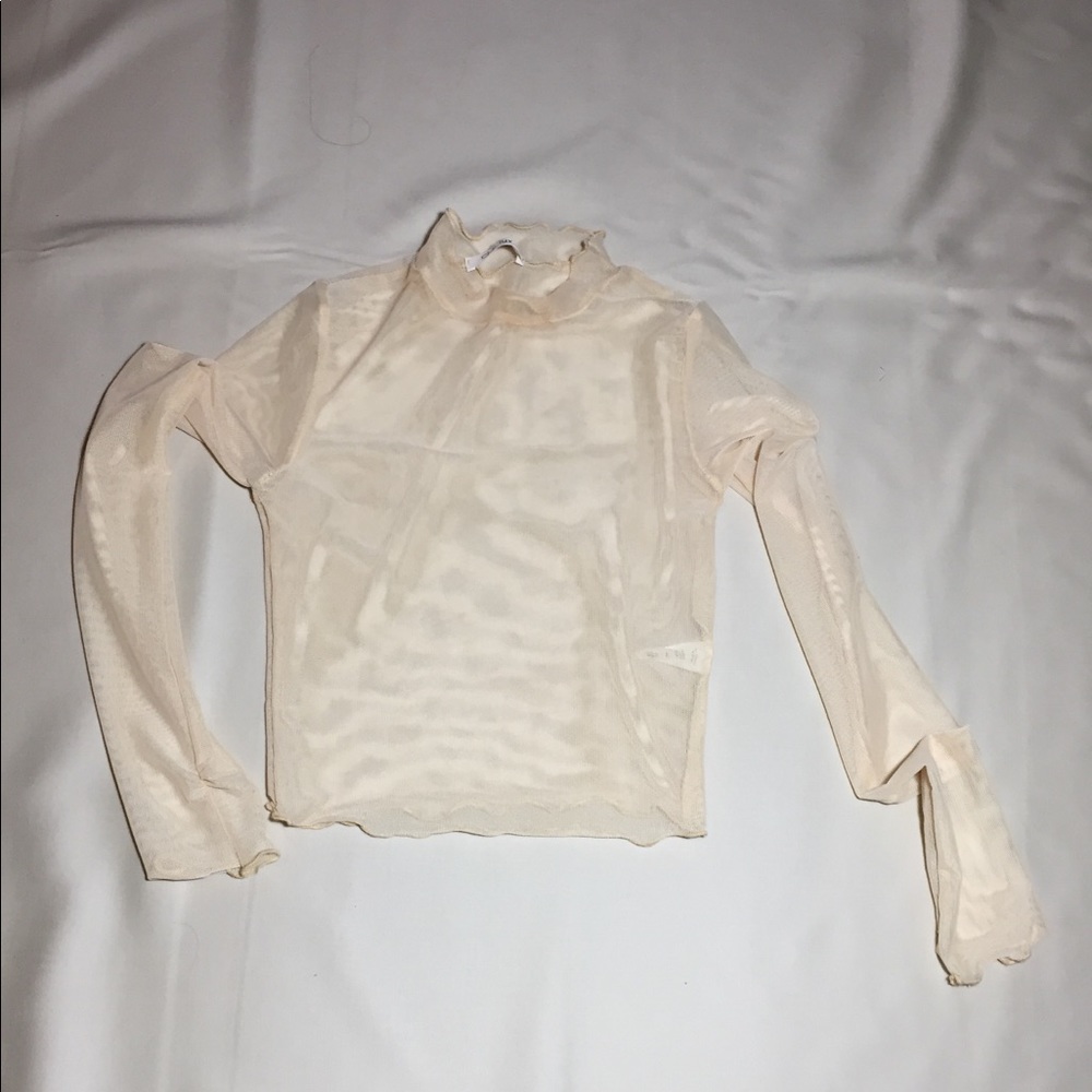 mesh white turtleneck crop top
